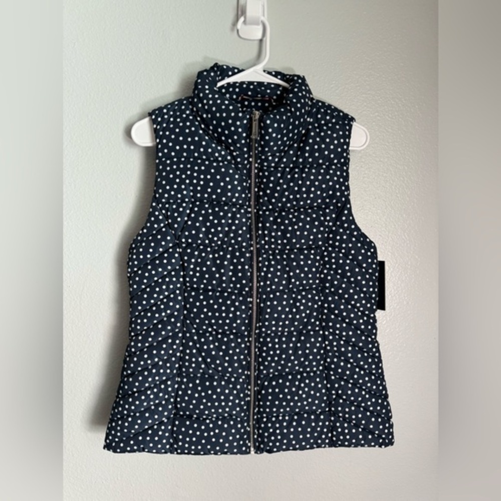 Tommy Hilfiger Navy Blue with White Polka Dot Vest NWT Size Small